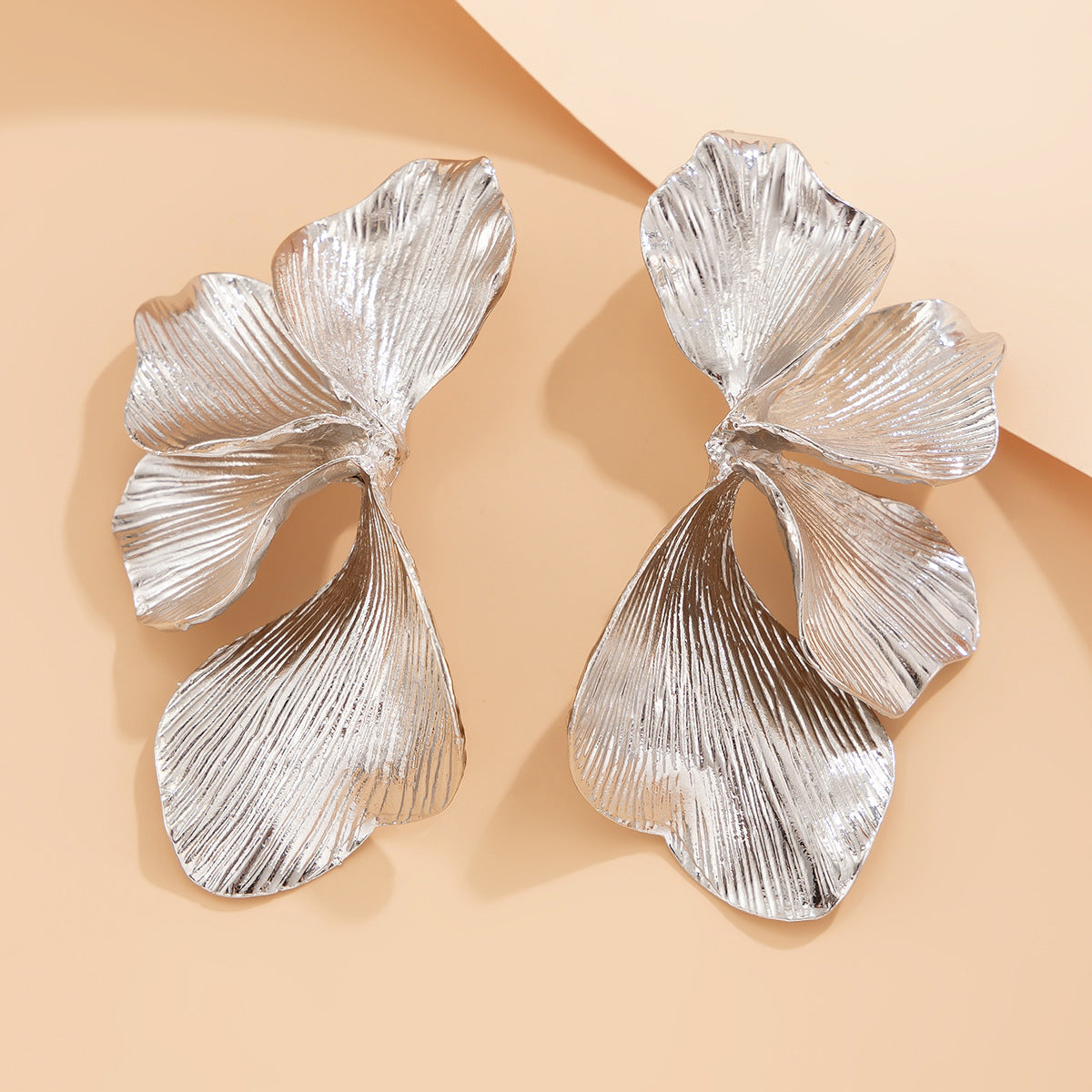 Wholesale Ins personality double-layer five-petal flower earrings